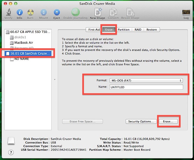 format hard drive in mac os x for windows use